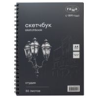 Альбом для графики на спирали Гамма "Студия" А4 30 л 140 г, черный