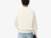 Мужской толстый шерстяной свитер Lacoste с круглым вырезом