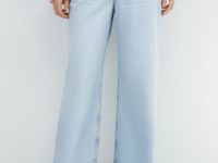 Свободные джинсы со средней посадкой, Голубой