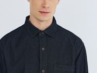 Джинсовая рубашка на пуговицах, Синий