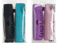 Набор ластиков-колпачков Faber-Castell "Grip 2001" 2 шт, трехгранные, бирюза-сирень, ассорти, пакет