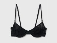 Бюстгальтер из кружевной сетки на косточках, Черный