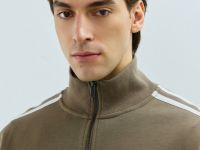 Бомбер на молнии с контрастными деталями, Бежевый