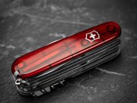 Нож перочинный Victorinox SWISS CHAMP 91мм полупрозрачный красный