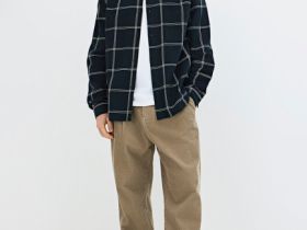 Рубашка в клетку с накладным карманом, Черный