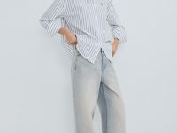 Свободная рубашка из хлопка Оксфорд, Зеленый