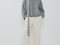 Джемпер с шарфом, Серый