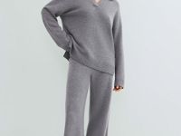 Джемпер поло из пряжи с ангорской шерстью, Серый