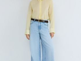 Полупрозрачная рубашка из хлопка и рами, Желтый