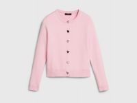 Вязаный кардиган с фигурными пуговицами, Розовый