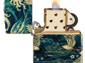 Зажигалка ZIPPO Eastern с покрытием 540 Tumbled Brass, латунь/сталь, зеленая