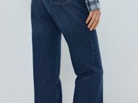 Прямые джинсы с высокой посадкой, Синий