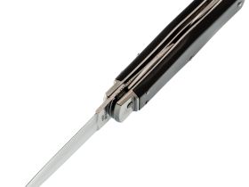 Выкидной многопредметный нож Mikov Predator, сталь 420, рукоять рог буйвола, кожаный чехол