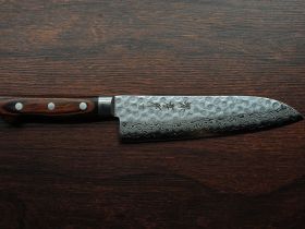 Нож Сантоку 180 мм, Sakai Takayuki, сталь VG-10 Damascus 17 слоев, рукоять дерево Pakka