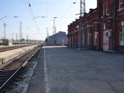 Перрон железнодорожной станции, где выступал с речью председатель ВЦИК М.И. Калинин