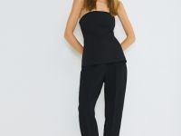 Корсетный топ из поливискозы, Черный