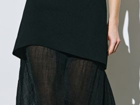 Двуслойная юбка с полупрозрачным подолом, Черный