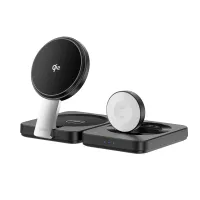 Беспроводное зарядное устройство WIWU QI2 15W 3 в 1 для iPhone/Apple Watch/AirPods (Wi-W028) (черный)