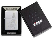 Зажигалка ZIPPO Devilish Ace с покрытием Satin Chrome, латунь/сталь, серебристая, 38x13x57 мм