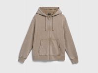 Толстовка на молнии с эффектом стирки, Бежевый