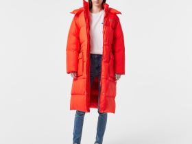 Женский длинный пуховик Lacoste оверсайз с регулируемой талией
