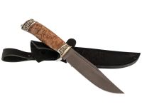 Нож Сайга, сталь булат, художественное литье, рукоять карельская береза