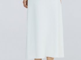 Вязаная юбка миди А-силуэта, Белый