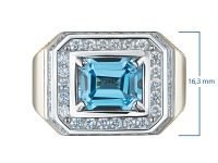 Мужское кольцо из белого золота с бриллиантами и топазом э4143кц03200354