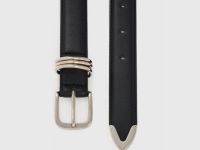 Тонкий ремень из искусственной кожи, Черный