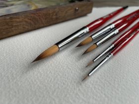 Кисть синтетика имитация колонка №10 круглая Roubloff "1S14" ручка фигурная