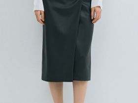 Юбка миди из искусственной кожи, Черный