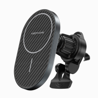 Автомобильный держатель Keephone Kevlar Seanova с беспроводной зарядкой в воздуховод 15W черно-серый в полоску