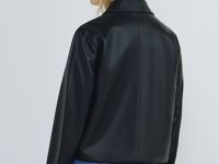 Короткая куртка из искусственной кожи, Черный