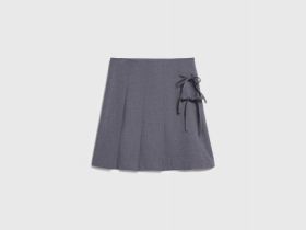 Юбка мини в складку с бантами для девочек, Серый