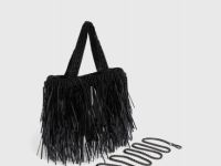 Сумка с длинными пайетками и бисером, Черный