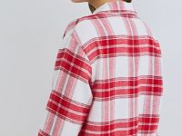 Пижамная рубашка в клетку из фланели, Красный