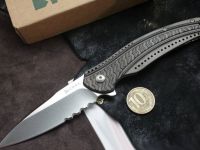 Складной нож CRKT Ripple Grey Combo, сталь Acuto 440, рукоять нержавеющая сталь 420J2
