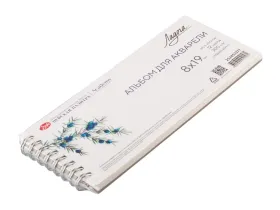 Альбом для акварели на спирали "Ладога" 8x19 см 12 л 300 г, 100% хлопок, среднее зерно