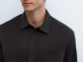 Рубашка с накладным карманом, Коричневый