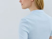 Поло в рубчик с коротким рукавом, Голубой