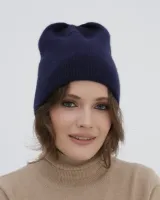 Шапка кашемировая двойная синяя