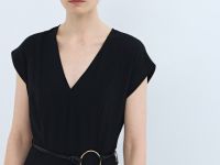 Платье миди с ремнем, Черный