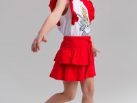 Комплект трикотажный для девочек: фуфайка (футболка), юбка-шорты