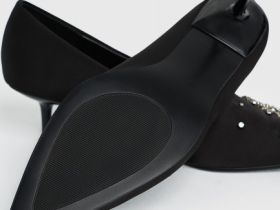 Сатиновые туфли-лодочки со стразами, Черный