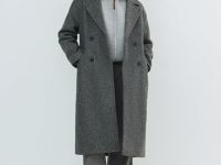 Длинное двубортное пальто, Серый