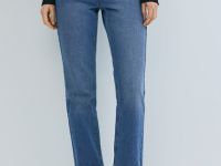 Прямые джинсы с высокой посадкой, Синий