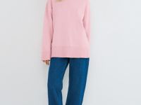 Джемпер с воротником-стойкой, Розовый