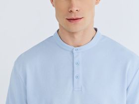 Поло с воротником-стойкой, Голубой