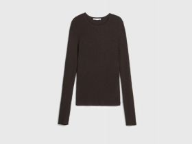 Приталенный джемпер с люрексом, Коричневый