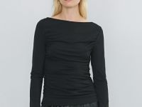 Лонгслив с драпировкой, Черный